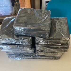 Bulk Black Disposable Napkins - Nine Pack of Sealed Square Napkins